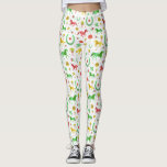 Horse Racing Derby Day Party Colorful Pattern Leggings<br><div class="desc">Celebrate your favorite horse racing derby with this gorgeous pattern. The repeating design is made in bright spring shades of green, gold, and red on a white / gray background with a slight marble effect. The ornate pattern includes horses, trophies, horseshoes, and roses. Contact FancyCelebration for changes. See the matching...</div>