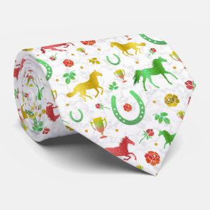 Horse Racing Derby Day Party Colorful Pattern Neck Tie