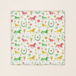 Horse Racing Derby Day Party Colorful Pattern Scarf<br><div class="desc">Celebrate your favorite horse racing derby with this gorgeous pattern. The repeating design is made in bright spring shades of green, gold, and red on a white / gray background with a slight marble effect. The ornate pattern includes horses, trophies, horseshoes, and roses. Contact FancyCelebration for changes. See the matching...</div>