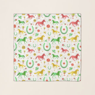 Horse Racing Derby Day Party Colorful Pattern Scarf