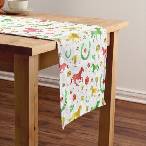 Horse Racing Derby Day Party Colorful Pattern Short Table Runner