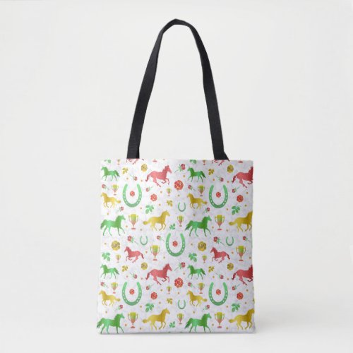 Horse Racing Derby Day Party Colorful Pattern Tote Bag