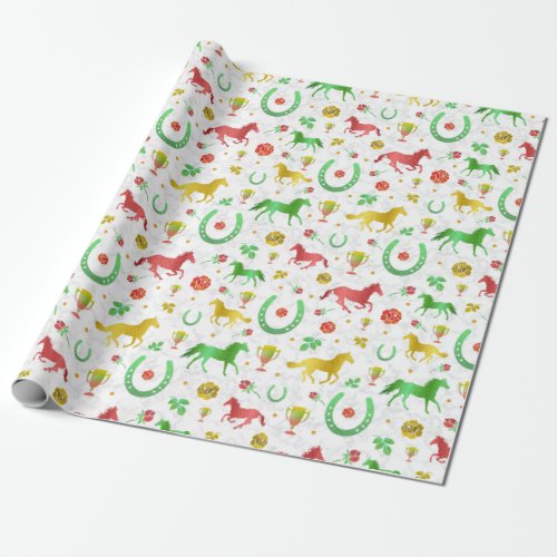 Horse Racing Derby Day Party Colorful Pattern Wrapping Paper
