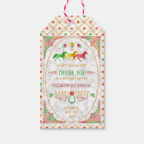 Horse Racing Derby Day Party Colorful Thank You Gift Tags