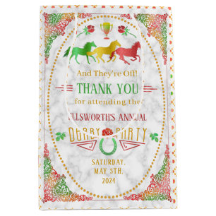 Horse Racing Derby Day Party Colorful Thank You Medium Gift Bag