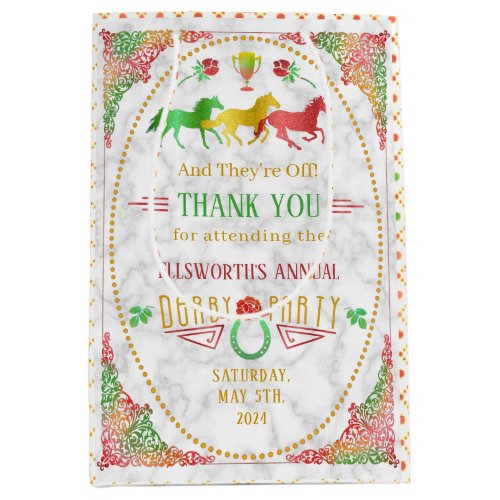 Horse Racing Derby Day Party Colorful Thank You Medium Gift Bag