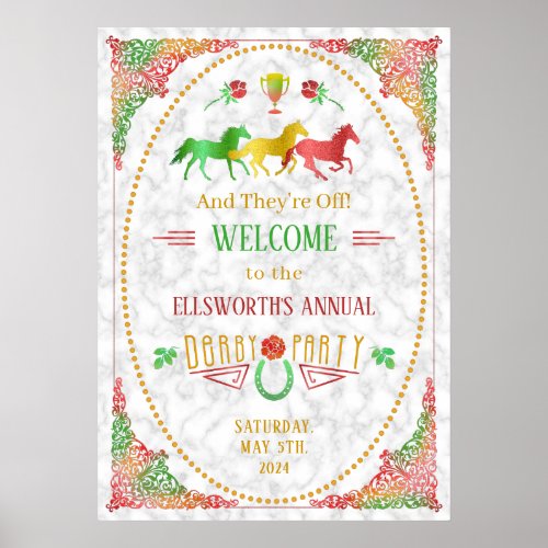 Horse Racing Derby Day Party Colorful Welcome Poster