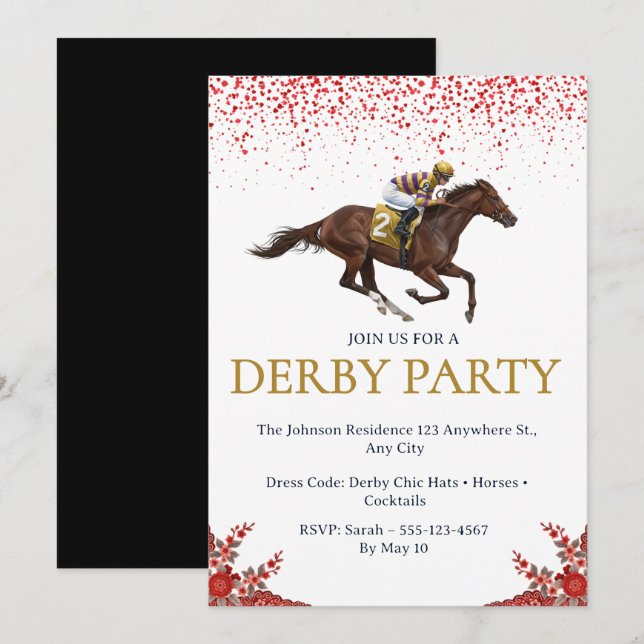  Horse Racing Derby Party Invitation 2026 (Front/Back)