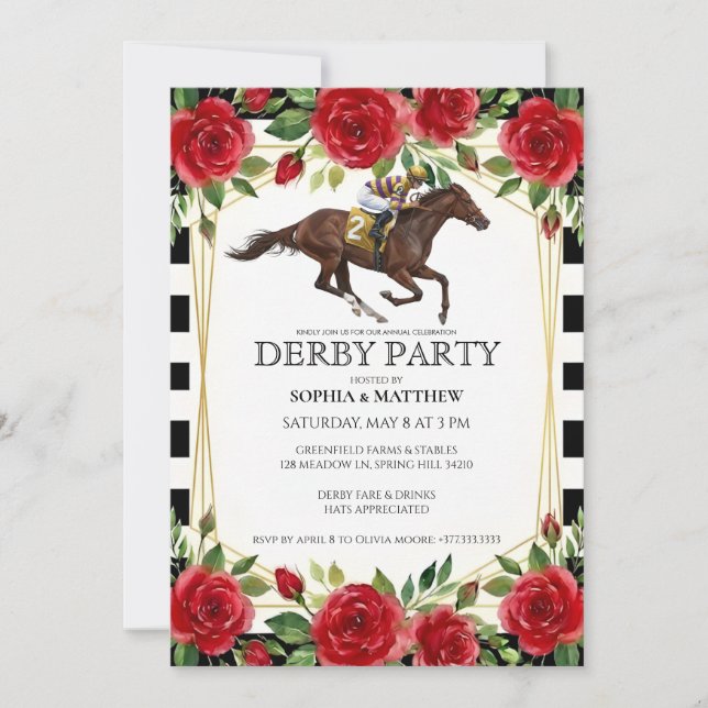 Horse Racing Derby Party Invitation Art (Front)