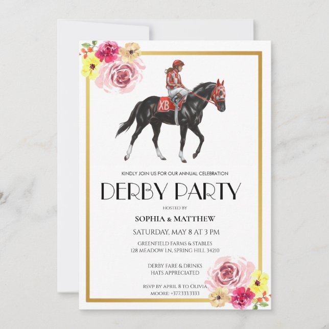 Horse Racing Derby Party Invitation Art (Front)