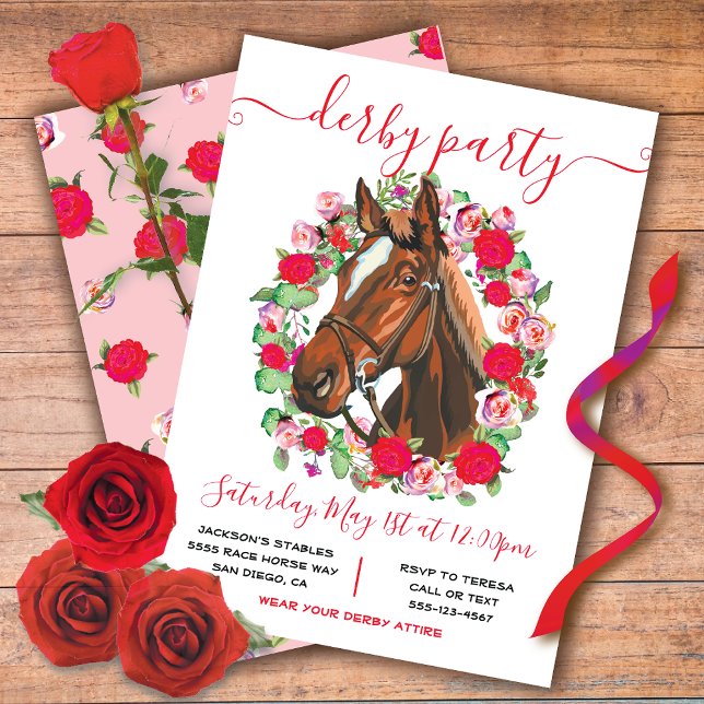 Horse Racing Derby Party Wreath Invitation (Creator Uploaded)