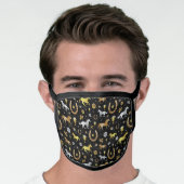 Horse Racing Derby Pattern Horseshoes Black Gold Face Mask (Worn Him)