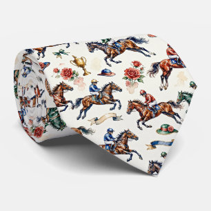 Horse Racing Faux Silk Prize Horse Gentleman's Neck Tie