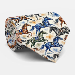 Horse Racing Faux Silk Prize Horse Gentleman's Neck Tie