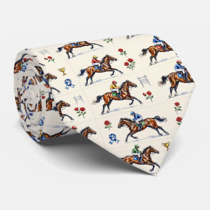 Horse Racing Faux Silk Prize Horse Gentleman's Neck Tie