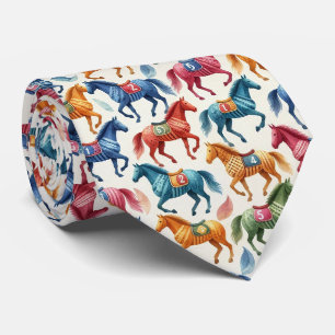 Horse Racing Faux Silk Prize Horse Gentleman's Neck Tie