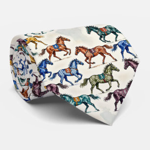 Horse Racing Faux Silk Prize Horse Gentleman's Neck Tie