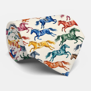 Horse Racing Faux Silk Prize Horse Gentleman's Neck Tie