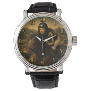 Horse Racing Funny Mona Lisa Jockey Gift Watch