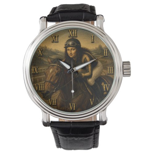 Horse Racing Funny Mona Lisa Jockey Gift Watch