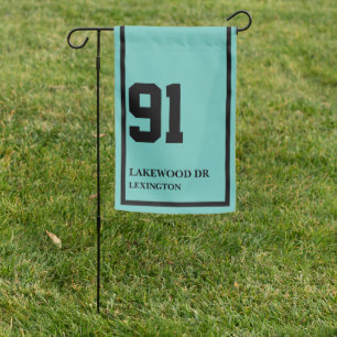 Horse Racing House Number Address Teal Garden Flag
