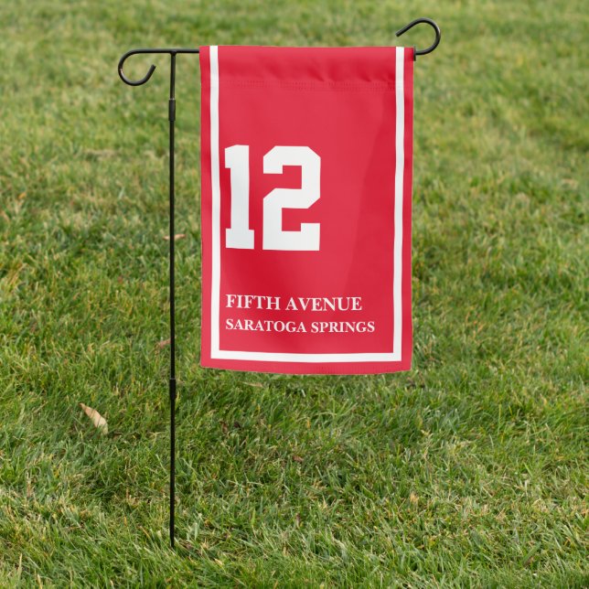 Horse Racing House Numbers Address Garden Flag (In SItu)