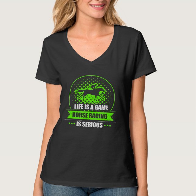 Horse racing is serious Racing Jockey Horses Dad T-Shirt (Front)