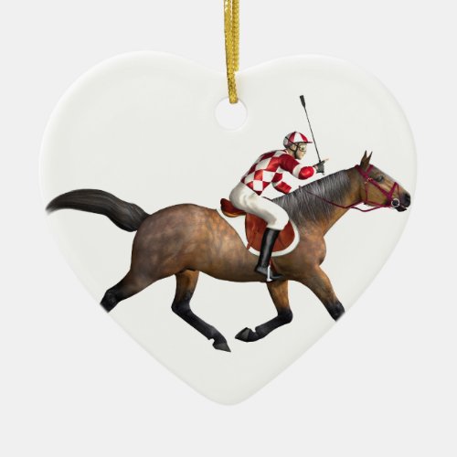 Horse Racing Jockey and Horse Ceramic Ornament