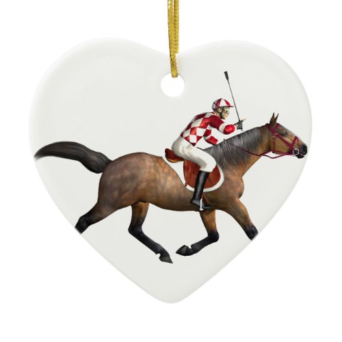 Horse Racing Jockey and Horse Ceramic Ornament