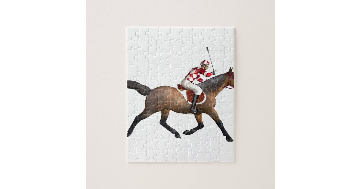 Horse Racing Jockey and Horse Jigsaw Puzzle Zazzle