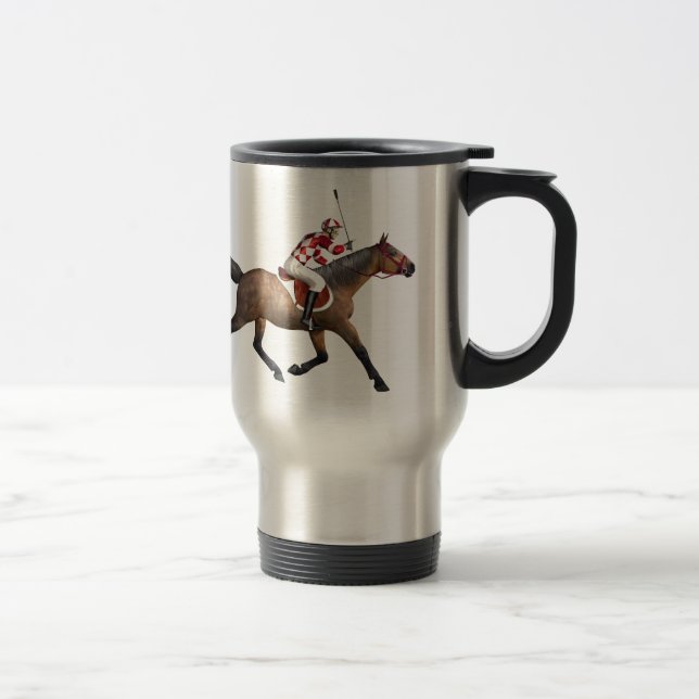 Horse Racing Jockey and Horse Travel Mug (Right)
