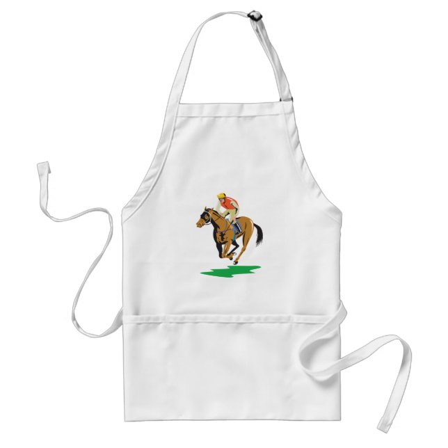 Horse Racing Jockey Galloping Adult Apron (Front)