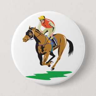 Horse Racing Jockey Galloping Button