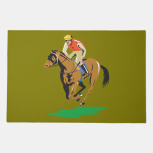 Horse Racing Jockey Galloping Doormat