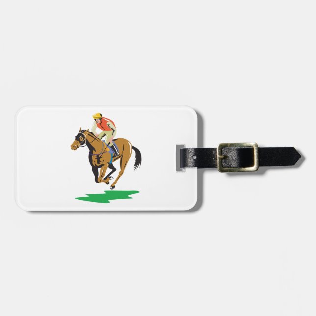 Horse Racing Jockey Galloping Luggage Tag (Front Horizontal)