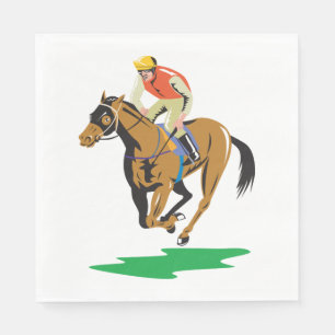 Horse Racing Jockey Galloping Napkins