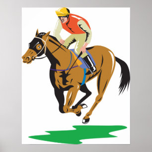 Horse Racing Jockey Galloping Poster