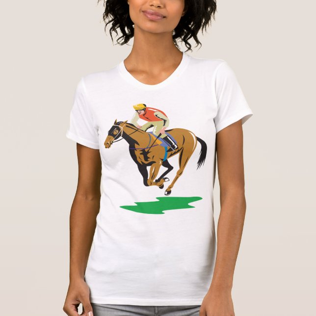 Horse Racing Jockey Galloping T-Shirt (Front)