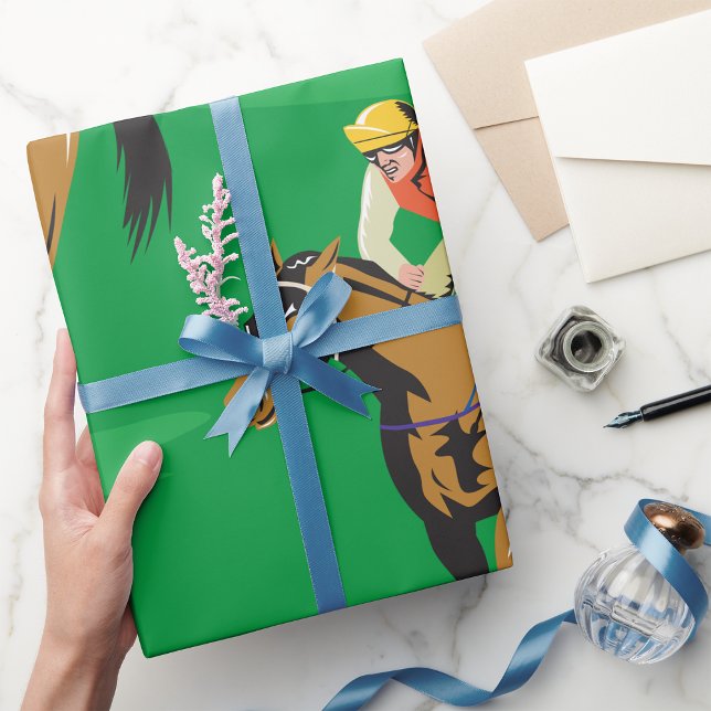 Horse Racing Jockey Galloping Wrapping Paper (Creator Uploaded)