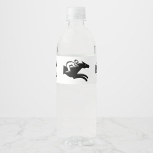 Horse Racing Jockey Riding School Logo Black Horse Water Bottle Label