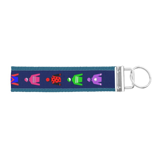 Horse Racing Jockey Silks Colorful Wrist Keychain (Keys on Right)
