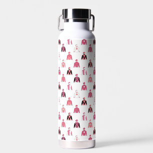 Horse Racing Jockey Silks Elegant Pink And White Water Bottle