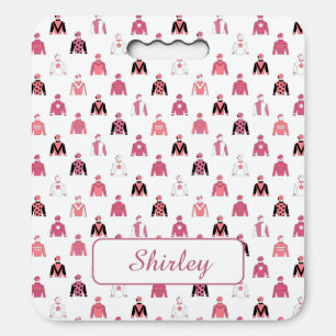 Horse Racing Jockey Silks Pattern Pink White Seat Cushion