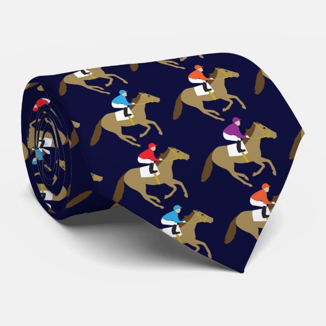 Horse Racing Jockeys Derby Day Monogram Neck Tie (Rolled)