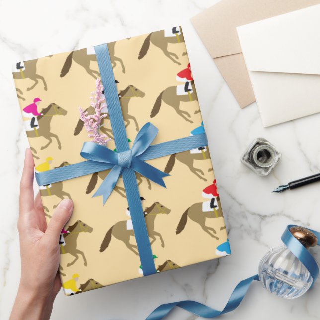 Horse Racing Jockeys Pattern Wrapping Paper (Gifting)