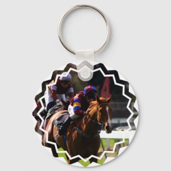 Horse Racing Keychain by HorseStall at Zazzle
