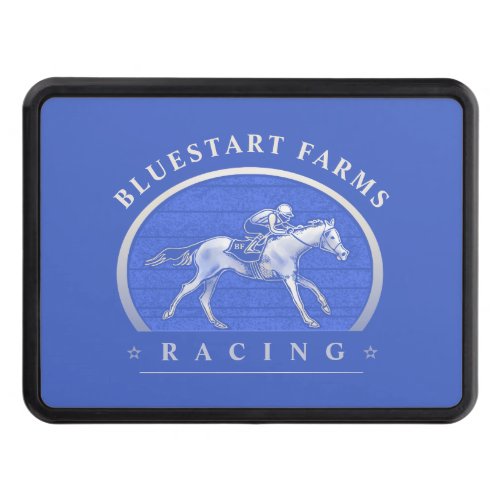 Horse Racing _ Logo _ Custom Blue  White Hitch Cover