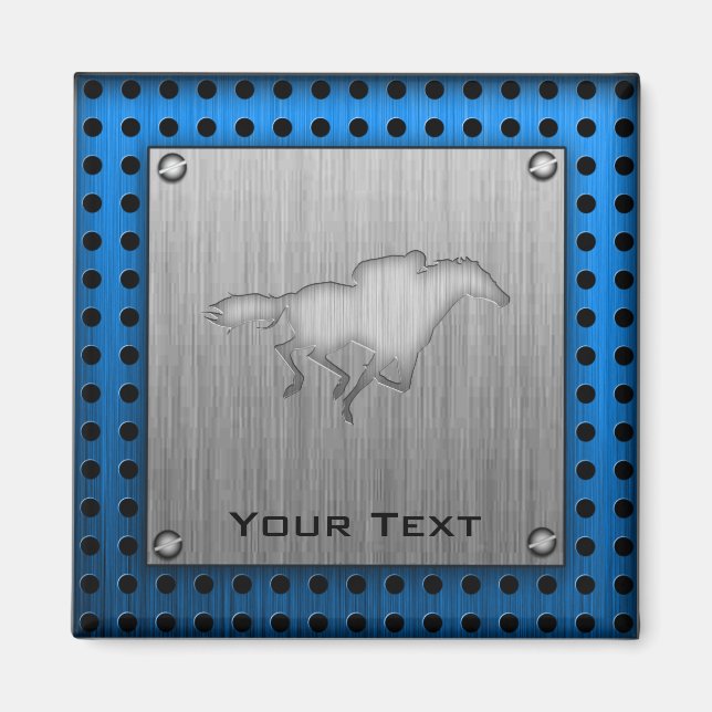 Horse Racing; metal-look Magnet (Front)