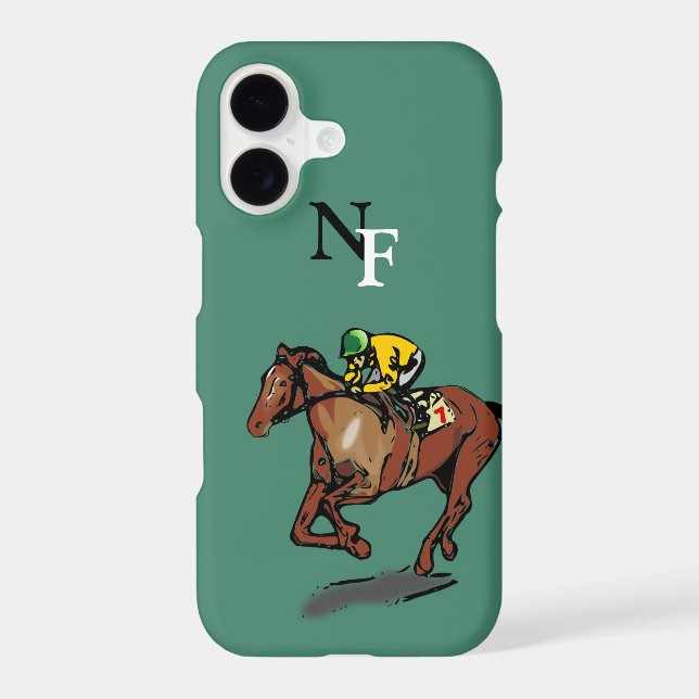 Horse Racing Monogrammed Case-Mate iPhone Case (Back)