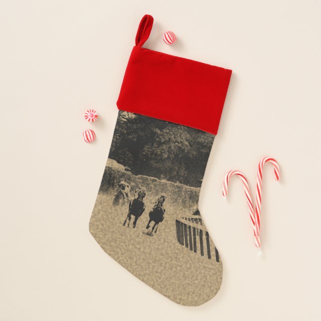 Horse Racing Muddy Track Grunge Christmas Stocking (Front)